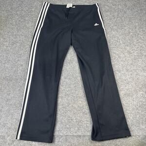 Adidas Activewear Pants Mens Small Black Elastic Waist Drawstring Wide Leg